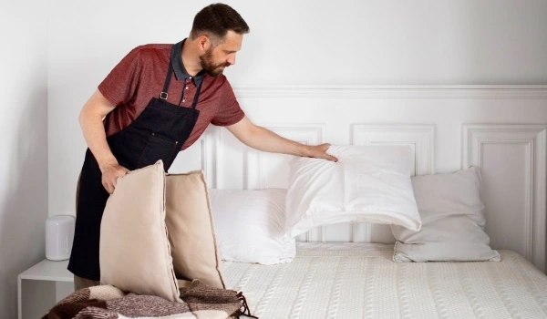 Man doing bedding